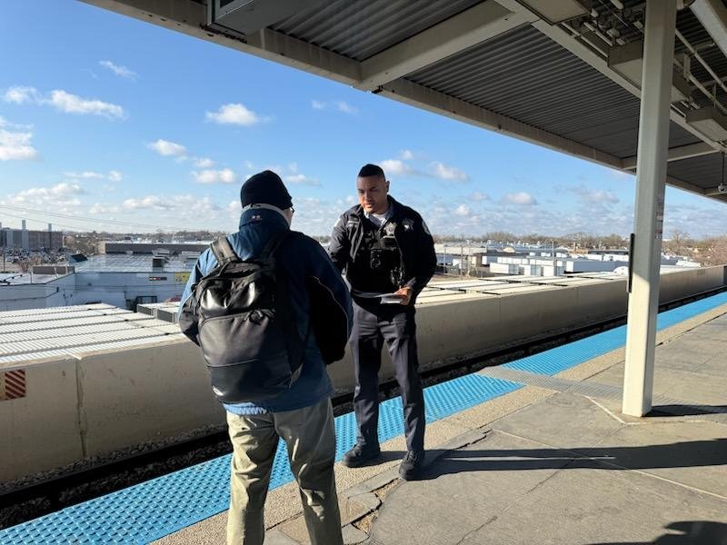 CPDTransit's tweet photo. Public Transportation Section Officers at Pulaski Orange line conducting safety awareness outreach for the ridership. https://t.co/QGdYIHmNkm