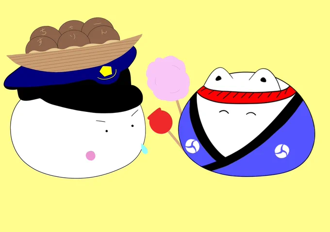 おはちゃーです(。・ω・)ノ 花見屋台撤去してた…春も終わりかなぁ 「沢山おたべ」 #イラスト #おはようVtuber