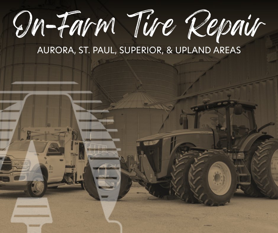 While you start gearing up for planting season, we want to keep your equipment rolling properly. We offer on-farm tire repair services to keep you moving! Please see a list of contacts below:

Aurora area: 402-694-5855
St. Paul area: 308-754-5860
Superior area: 402-879-4771