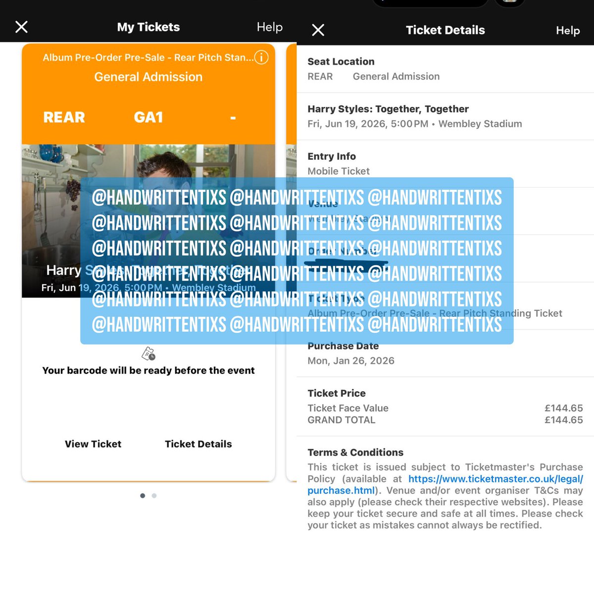 handwrittentixs's tweet photo. LONDON HARRY STYLES fans, I have TWO REAR PITCH STANDING tickets to the show on June 19th for £144 or less each! #TogetherTogetherTour 

Tickets have to be purchased together &amp; transferable 72 hours before

If interested, please fill out the buyer form:
https://t.co/uJntpYpaHc https://t.co/1uYr48APzN