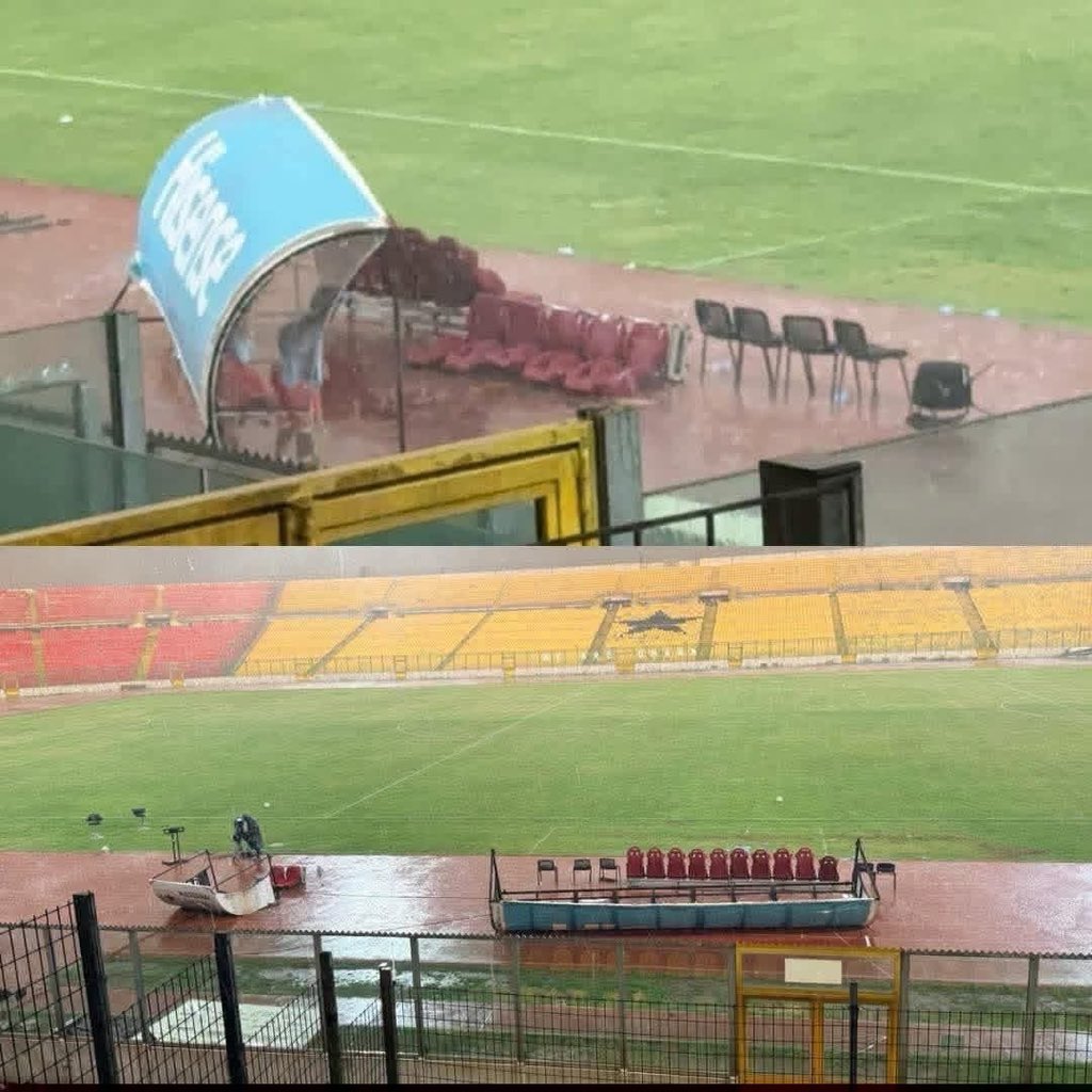 NEWS IN This is the current state of the Kumasi Baba Yara Sports Stadium after the rain today

Kotoko  vrs Samartex rained off