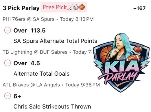 kia_parlay's tweet image. #MLB #Gambling𝕏 #NBA #NHL 
 
Dubclub⬇️(vip)
dubclub.win/r/Kia_Parlay/ 
 
Winible⬇️(vip)
winible.com/kiaparlay
  
Tails⬇️(Vip)
oddsshopper.com/experts/kiapar…

Turn on Notifications🫶🏽

Today’s Free Pick⬇️