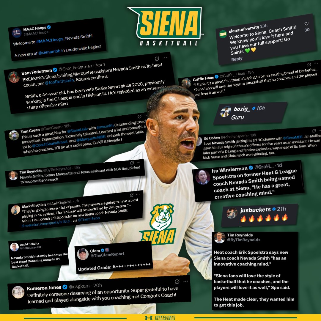 SienaMBB's tweet photo. 🐝 Buzzworthy 🐶💚💛

#MarchOn x #SienaSaints https://t.co/L18NwwzCDk