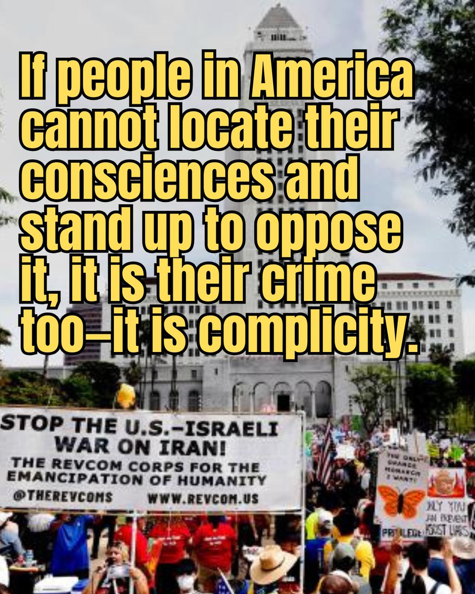 PROTEST NATIONWIDE 
Tues. APRIL 7 

Silence IS Complicity!
We Demand: STOP THE U.S. WAR AGAINST IRAN!

There needs to be outcry in opposition to all this from the people who live in this country, in the belly of the beast. This is OUR responsibility!

revcom.us/en/insane-and-…