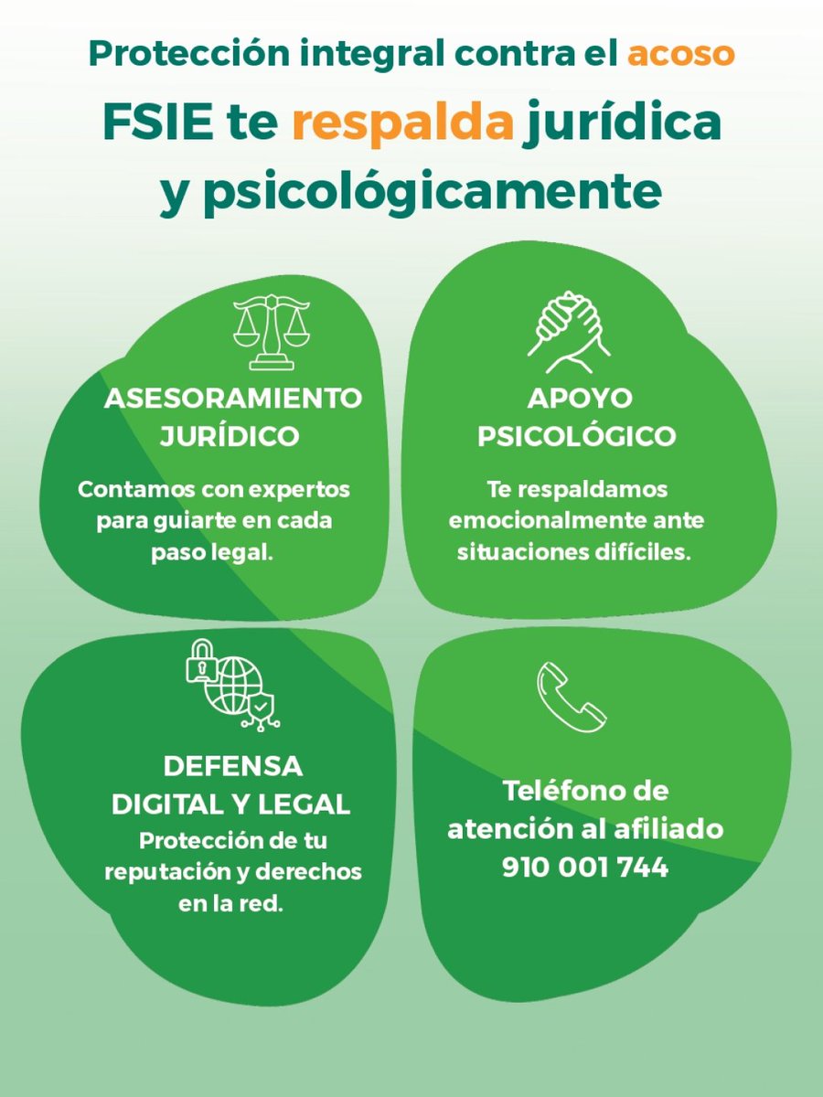 alvarofsie's tweet image. 🍀 Desde #FSIE te ofrecemos nuestro Servicio de Protección Integral contra el acoso, pensado para que nuestros afiliados puedan desarrollar su labor con seguridad, tranquilidad y respaldo real.

Más información aquí ➡️ acortar.link/7U8RO3 

#FSIEMadrid #somosFSIE
