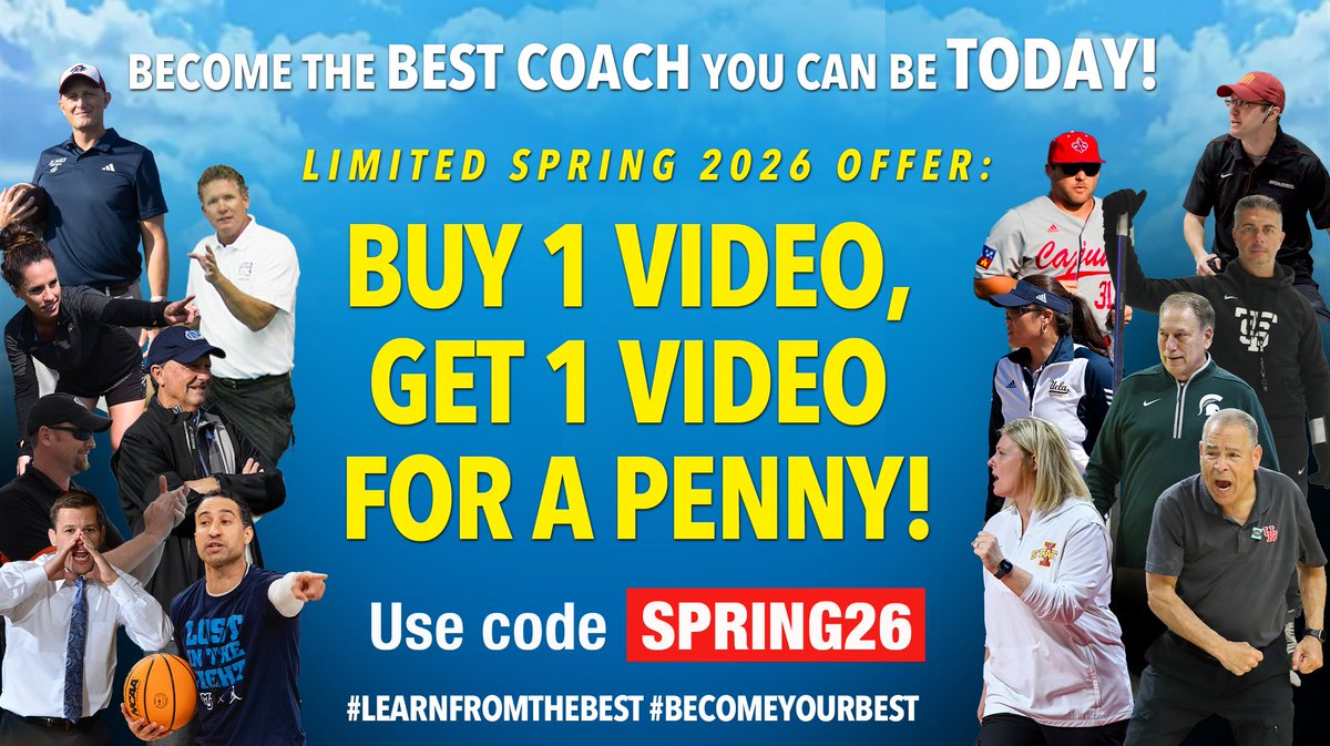 BBCoachDotCom's tweet image. 🔥Buy 1 Get 1 for a Penny Sale 🪙 is on right now - here's your chance to get the video you need🧐 AND the video you want🥳for just one cent more!! 🔥
⚡️ bit.ly/Buy1Get1Spring…
#learnfromthebest #becomeyourbest #buy1Get1 #choosefromthebest #greatinstruction #greatcoaching