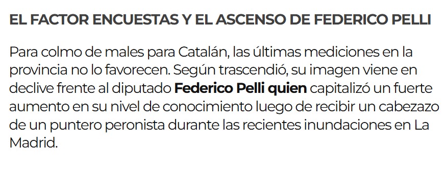 Sube Pelli en las encuestas y le pasa el trapo a Catalán👇