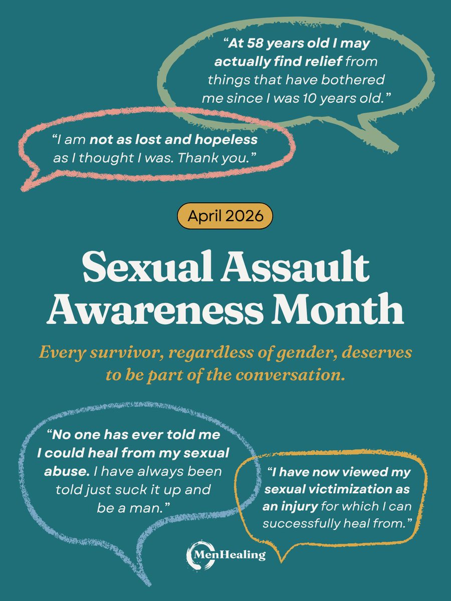 MenHealing's tweet photo. Men wait an average of 20 years to tell anyone about their abuse.

Severe anxiety, depression, anger, self-harm, panic attacks, intimate partner violence, and suicidal thoughts are common effects of sexual trauma.

That’s why MenHealing was founded. https://t.co/0Yxbegod11