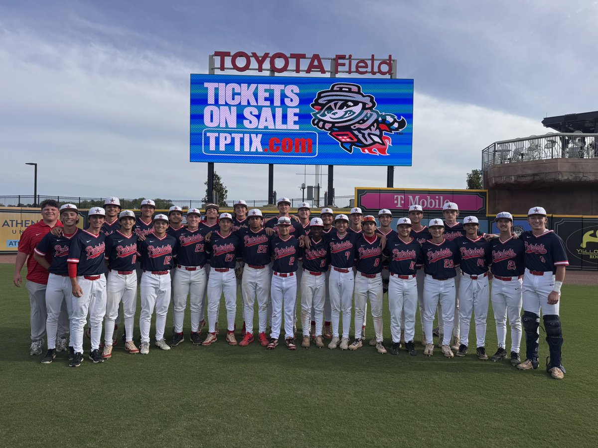 BJHSBaseball's tweet photo. Pats have arrived at @trashpandas Toyota Field! 1st pitch at 6:00 versus Madison Academy! https://t.co/MiiGI7aMHe