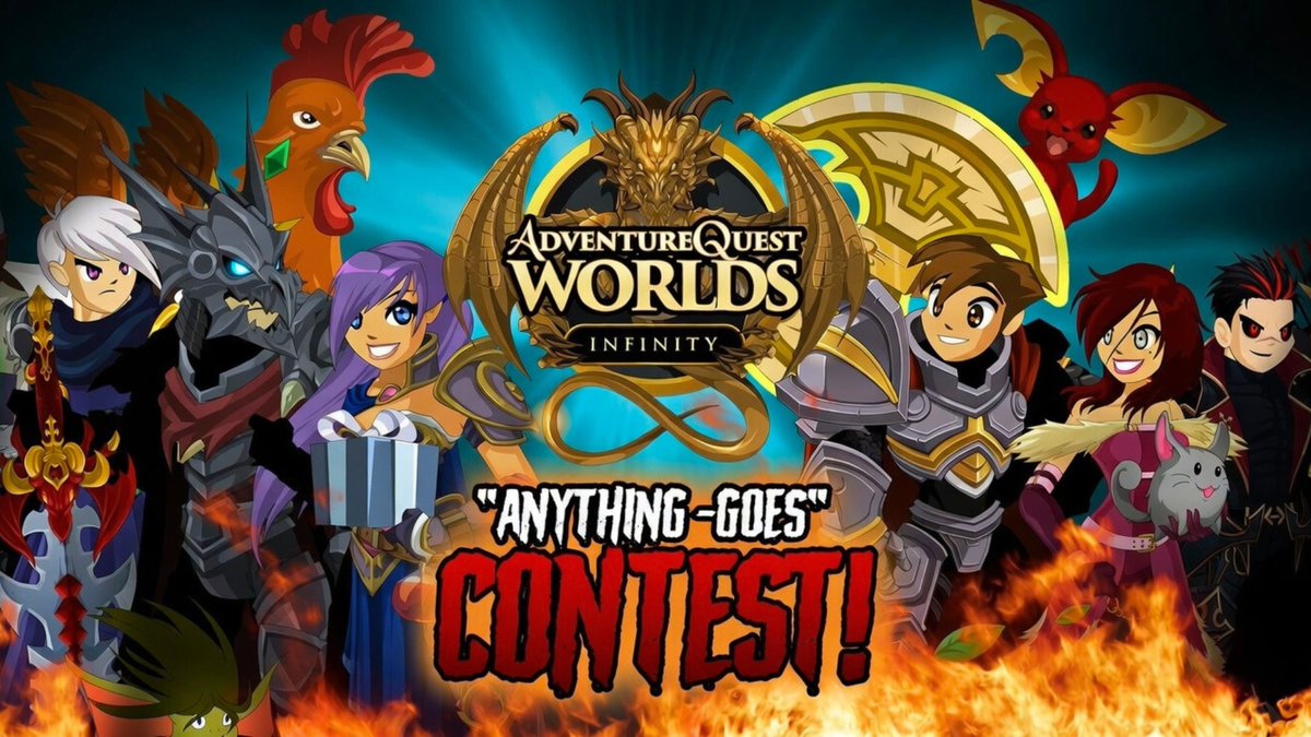 ArtixKrieger's tweet image. Hail! Only 6 hours left to enter AQW's Anything Goes contest. Grand Prize is 100000 AdventureCoins! Thousands of ACs for other winners. Submit before 11:59pm EDT tonight &amp;amp; show your creativity! artix.com/posts/aqw-anyt… 
Best of luck &amp;amp; battle on,
~Beleen #aqw #infinity #kickstarter