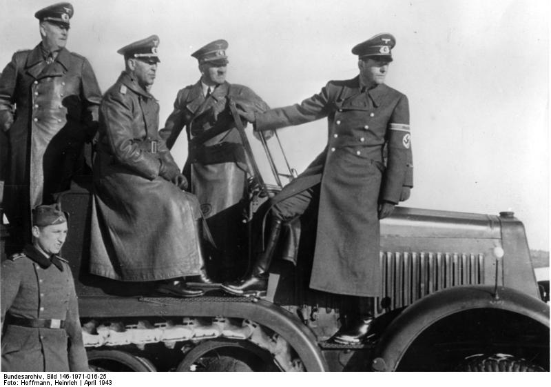 VoicesofWW2's tweet photo. Keitel, Hitler, and Speer observing the field during a weapons demonstration, circa 6 Apr 1943 https://t.co/pLsgVrfyMm