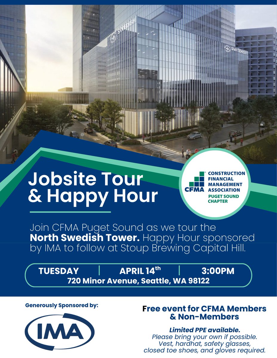 PugetSoundCFMA's tweet photo. 🏗️ Step inside one of Seattle’s most exciting projects! 

✦ Register here to join us ➥ https://t.co/XIPh0PYJ9J
⚠️ Limited PPE available—please bring your own if possible (vest, hardhat, safety glasses, closed-toe shoes, gloves)

#CFMAPugetSound #CFMA #SeattleConstruction https://t.co/73FU16Qm1M