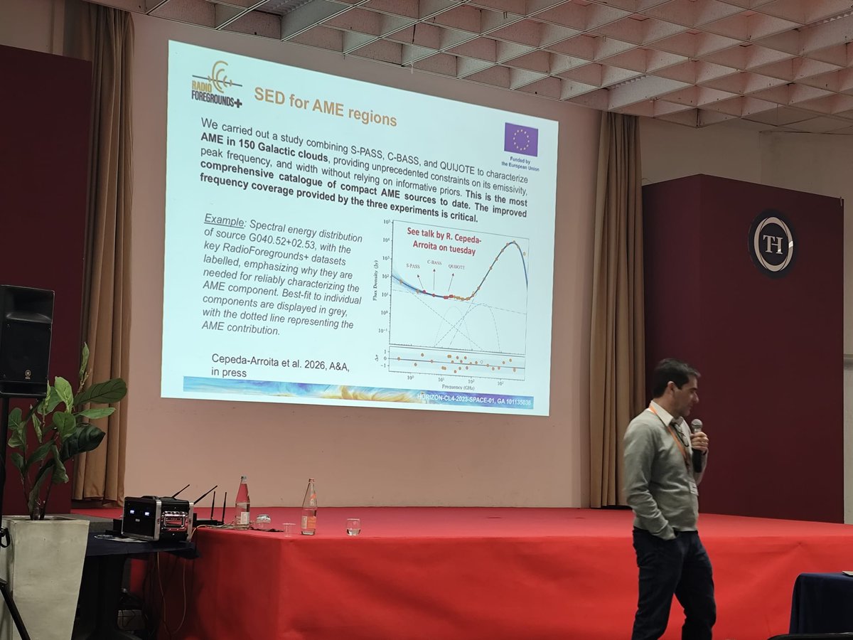 RadioForePlus's tweet photo. @jarubinom presented @RadioForePlus results on AME during the Moriond Cosmology meeting 2026 @QuijoteCMB https://t.co/RuCmOhq0vz