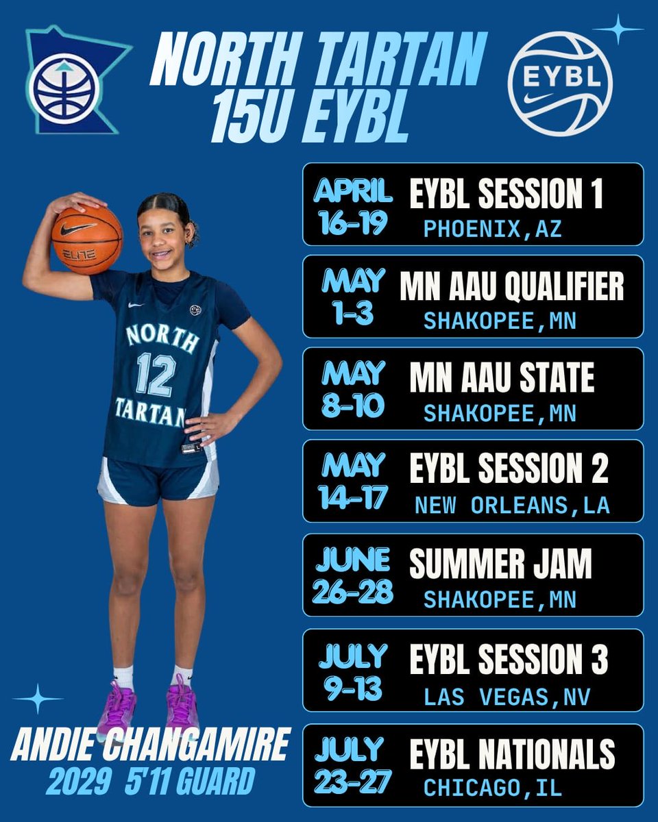 AndieChangamire's tweet photo. AAU Schedule.   
@NorthTartan @NikeGirlsEYBL https://t.co/RyLUcVaNtD