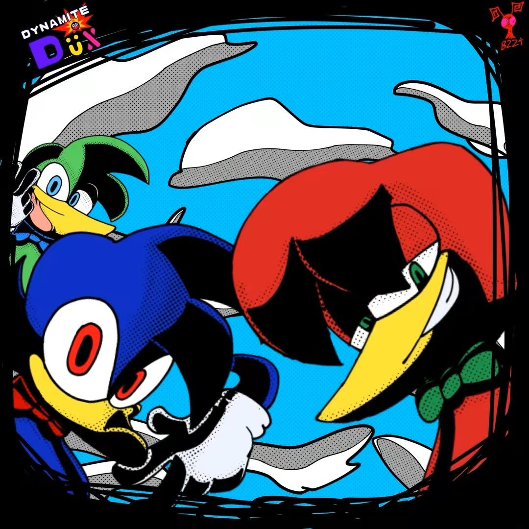 annoyinhousefly's tweet image. Dynamite Dux again! 
#DynamiteDux #beanthedynamite #SonicTheHedgehog #art