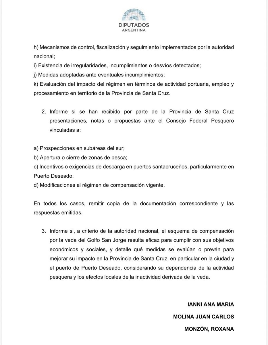AnaMariaIanni's tweet photo. 📢 Junto al diputado @juanKa_molina presentamos un pedido de informes por la caída de la actividad pesquera en Puerto Deseado.

📃 https://t.co/HSPzvIZgjR https://t.co/xBWDJ3gX4B