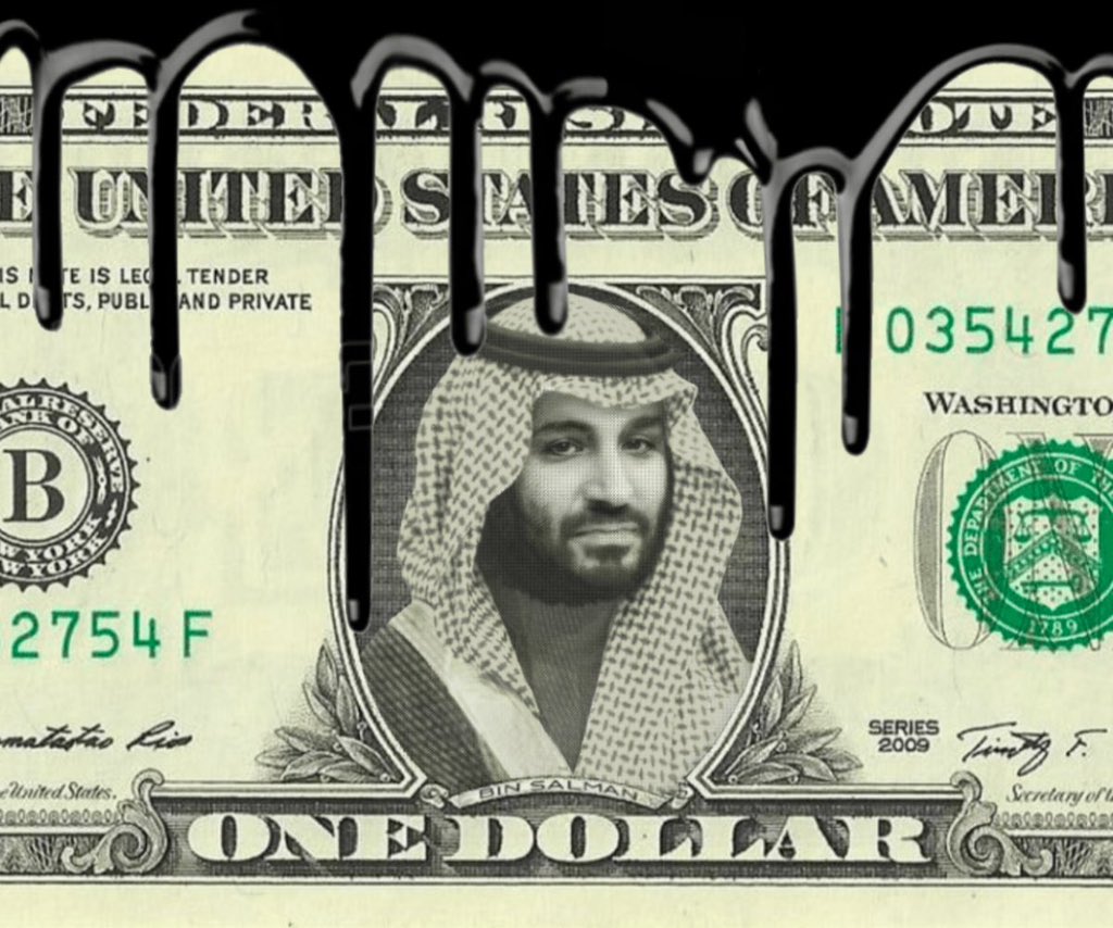StevenDOAC's tweet photo. 𝗦𝗮𝘂𝗱𝗶 𝗔𝗿𝗮𝗯𝗶𝗮 𝗗𝗶𝘁𝗰𝗵𝗲𝘀 𝗨𝗦 𝗗𝗼𝗹𝗹𝗮𝗿

Saudi Arabia will not be renewing the 50-year petrodollar agreement with the United States. 

Instead, they will be selling oil in multiple currencies, including the Chinese RMB, Euros, Yen, and Yuan.

This should be treated as a black swan event, but you wouldn't know it because the U.S. government is more focused on investigating tire tracks over an LGBTQ street intersection.

Remember, the revolution will not be televised.