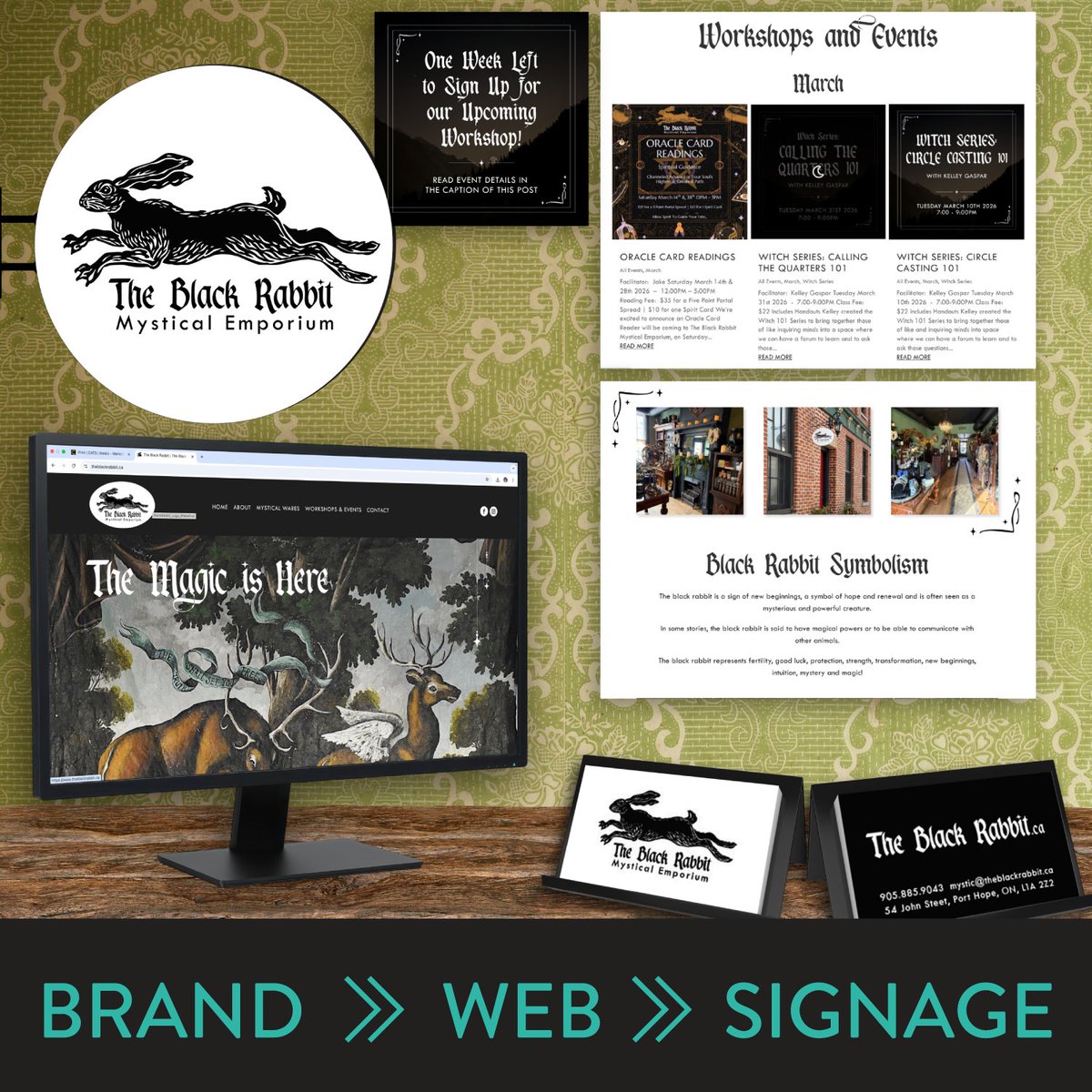 catsmarketingca's tweet photo. BRAND > WEB > SIGNAGE
https://t.co/hxlcdGemkx
Eariler this year we worked closely with The Mystic at The Black Rabbit Mystical Emporium, to bring their vision to life - and create their brand, website, signage, printed material, and establish their social media! #PortHopeOntario https://t.co/WfrlyYLgqI