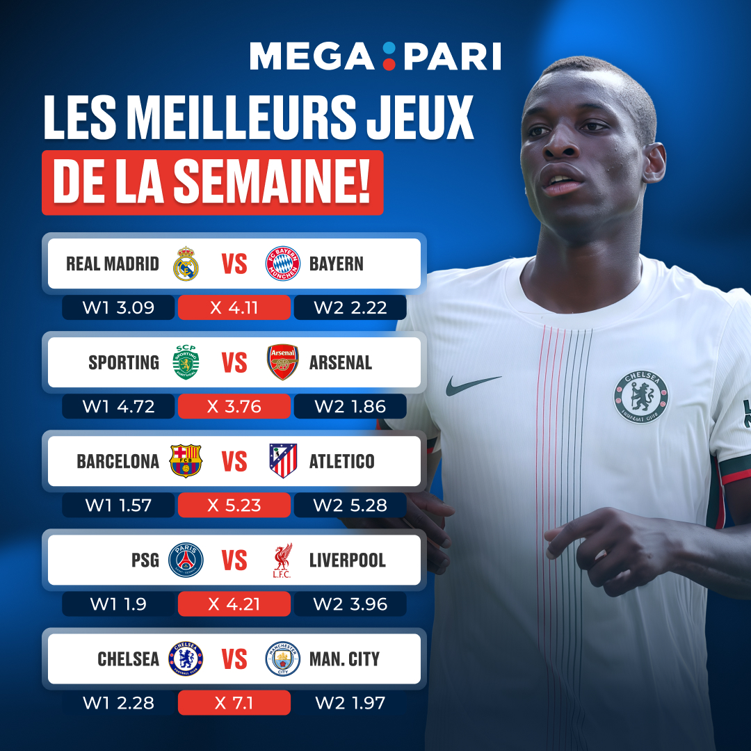 megapari_sen's tweet photo. 🚨 CHOCS DE UCL ! 🚨
Haute pression. Équipes d’élite. Du pur spectacle sous les projecteurs 🌙 Transformez chaque but en profit ! 💸
👉 Pariez ici et gagnez > https://t.co/ABcmgCLk6Y
#ChampionsLeague #TopMatches #GameOn #Megapari https://t.co/9C4FdXIDrx