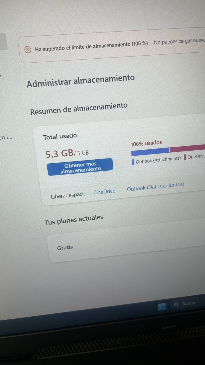apenas me entero que todo lo de mi laptop se me iba a onedrive entonces ya no me llegan correos porque está lleno UNA TONTERÍA
