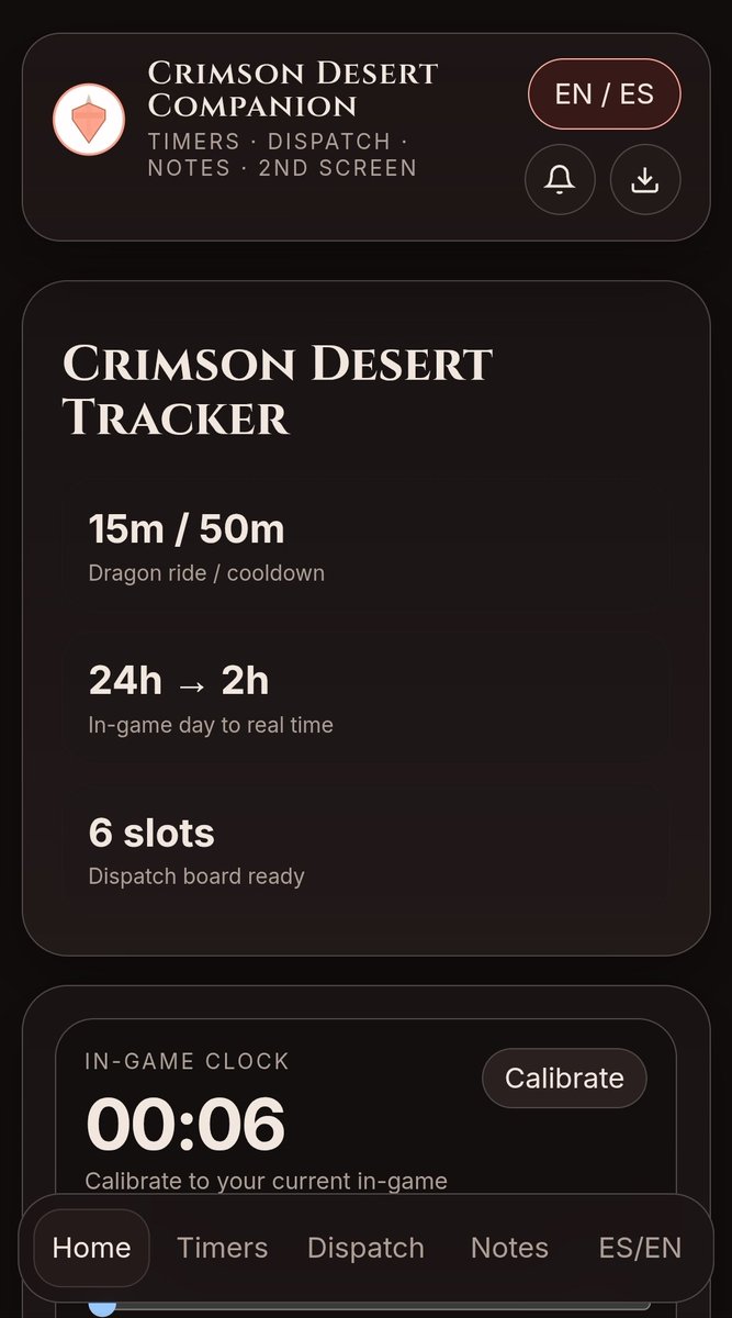 TheDrazorx's tweet photo. I was playing Crimson Desert and got frustrated keeping track of all the things that you have to wait for, so I built a Crimson Desert Companion for myself and posted it on reddit... #crimsondesert #ps5 #pc #gaming #GamingDaily @gamemove https://t.co/of5lef1uUG