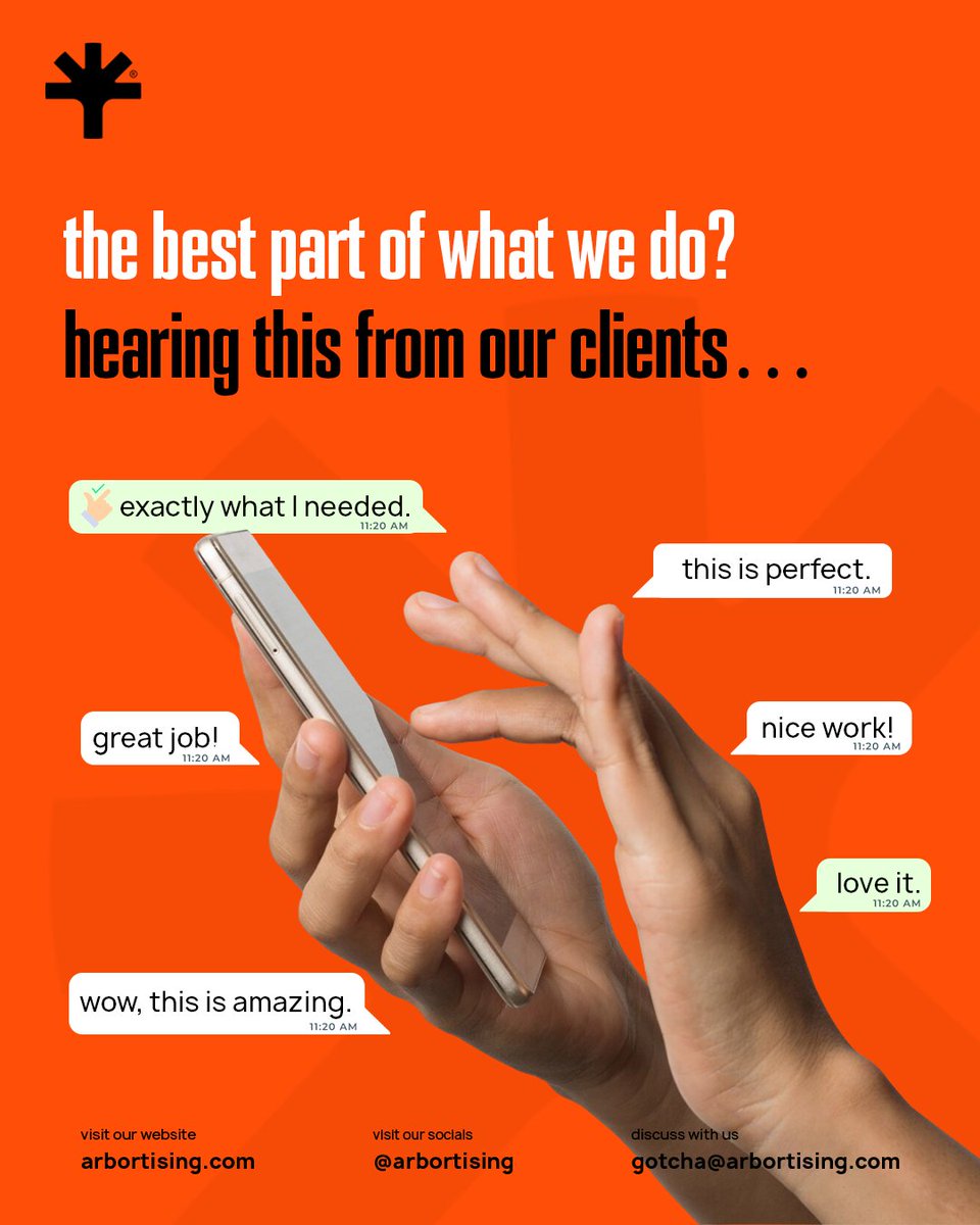 arbortising's tweet image. That’s when we know we’ve done more than just deliver, we’ve understood.

Because great work isn’t just seen, it’s felt.👉🏻 Ready to experience results that feel right?
DM us “START” and let’s create something amazing together.
#ClientLove #HappyClients #MarketingThatWorks