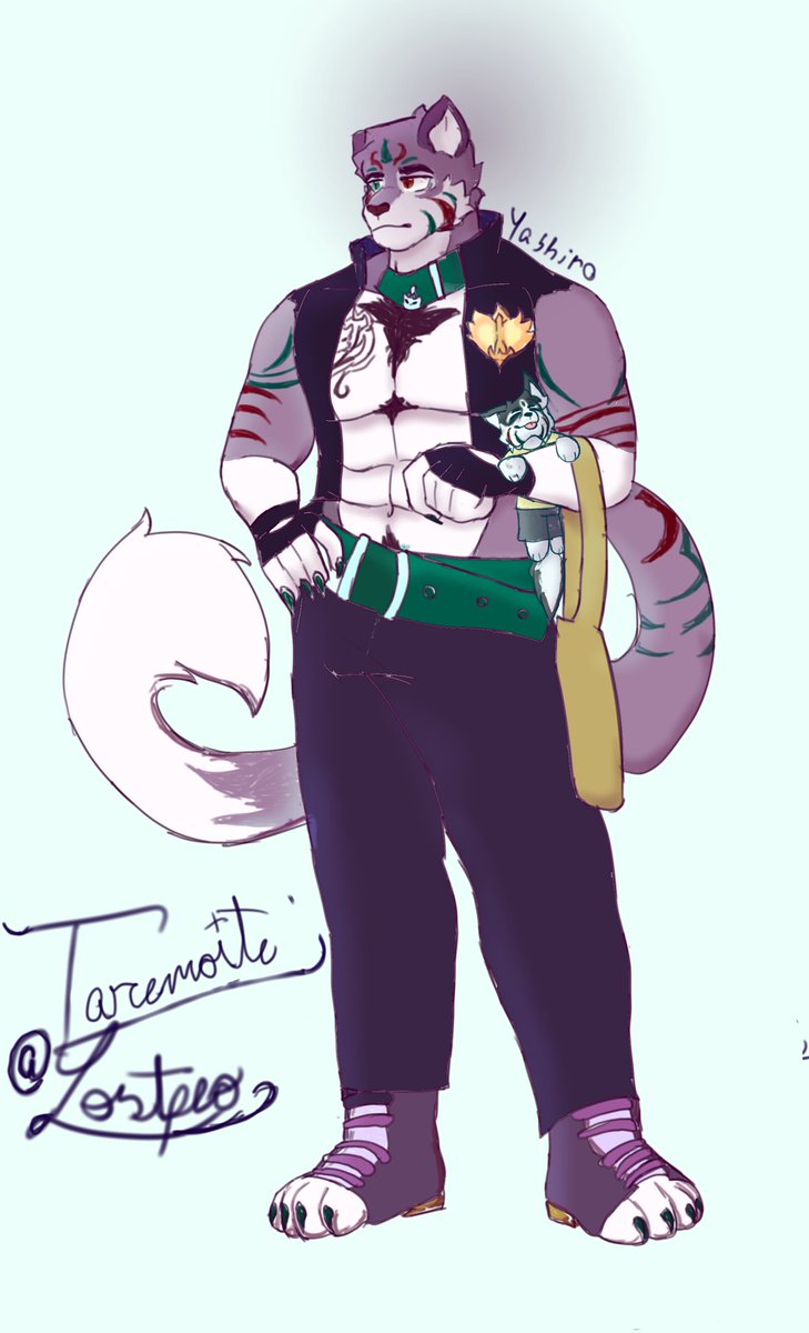 Blueink_furry's tweet photo. I finally finished another drawing! This one is a fursona I created for a friend of mine (he'd been waiting 6 months for this drawing-) https://t.co/Da8piR7N8E