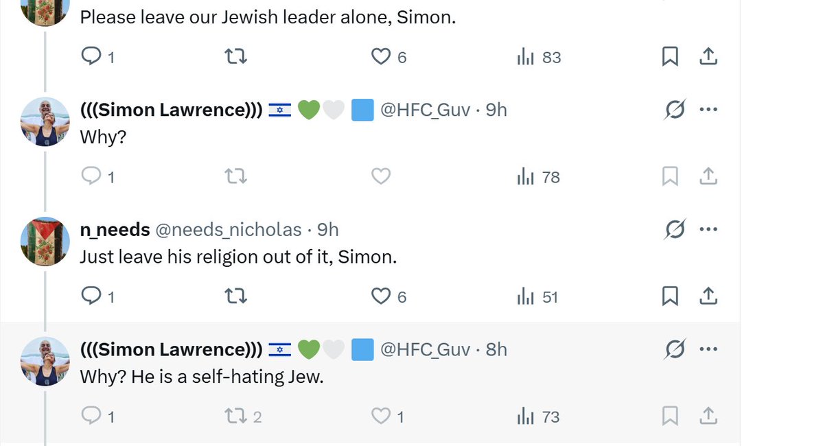 Hi @hendonfc. Will you be taking action against your 'honourable president' calling our Jewish Party Leader' <a href="/ZackPolanski/">Zack Polanski</a> a self hating Jew'?