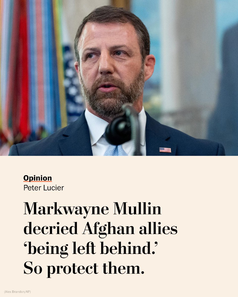 Markwayne Mullin once understood that duty extended beyond the chaos of the airlift, <a href="/PeterLucier/">Peter Lucier</a> writes.

But since taking office, the Trump administration that Mullin is now a part of has steadily narrowed the protections Afghan allies depended on. wapo.st/4tCg8cp