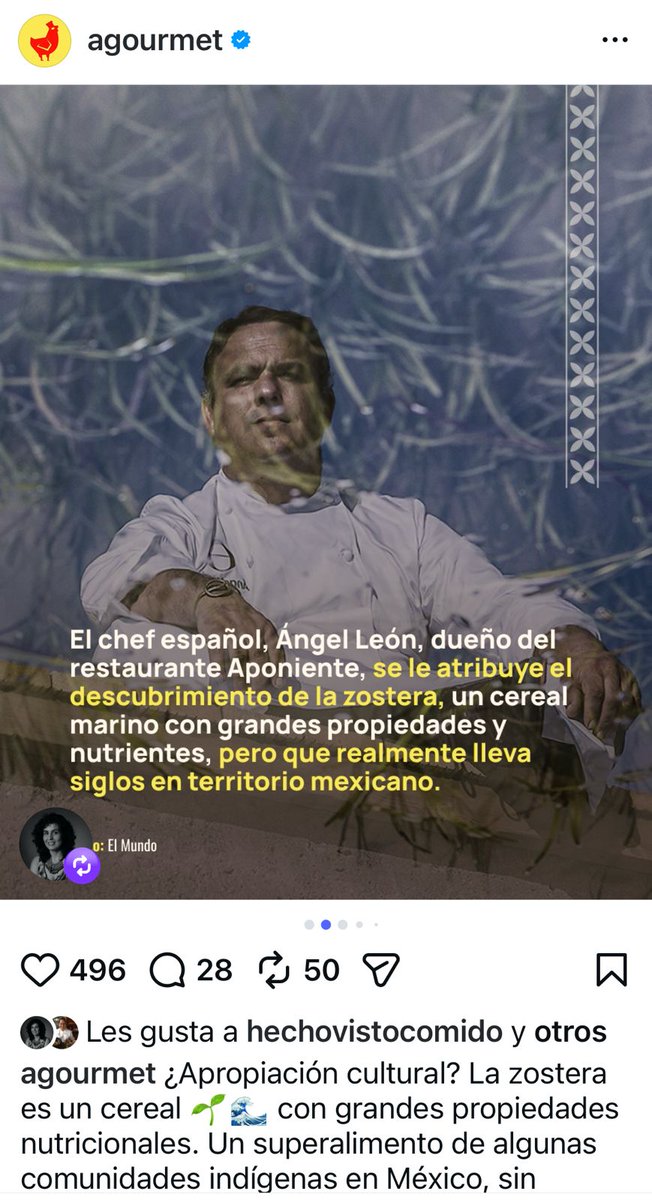 manesitav's tweet photo. Vuelve y juega @animalgourmet inspirado en @InfoComestible sin dar créditos. La nota sobre la Zostera marina y su 《descubrimiento》 por parte de un chef español es de César Iván Linares, PhD y fue publicada en @InfoComestible a comienzos de marzo 👇🏽
https://t.co/DlQeU8caaf https://t.co/i4d8NNQuTb