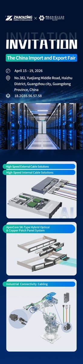 ZhaolongHL1993's tweet photo. April 15-19, Looking forward to seeing you in the #ChinaImportandExportFair in #Guangzhou, #China! #ControlsEngineering #InnovatedManufacturing #smartmanufacturing #servocable #servosystem ##technology #technologymakesourworldbetter https://t.co/iJPjP1vFpk