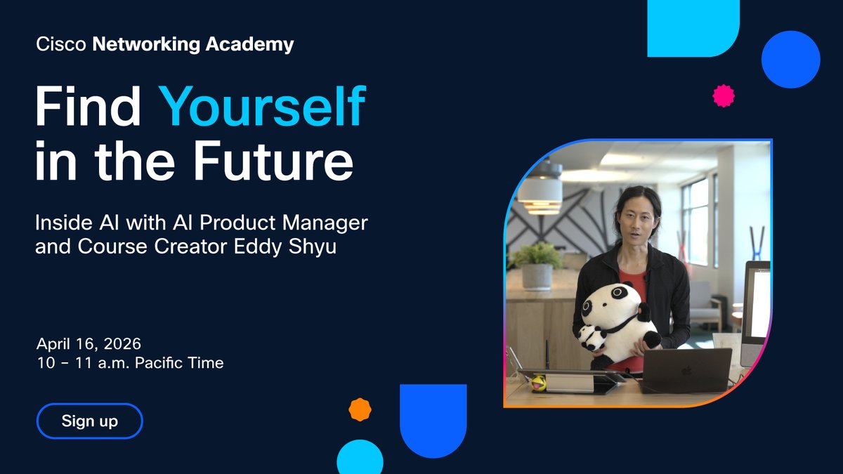 CiscoNetAcad's tweet image. Ready to future-proof your career? AI is quickly becoming a must-have skill across all industries, and we're here to help you get started—for free. 

Join our upcoming session on April 16 to learn how to stack AI skills with your unique background.

👉 cs.co/6013B6Qoq7