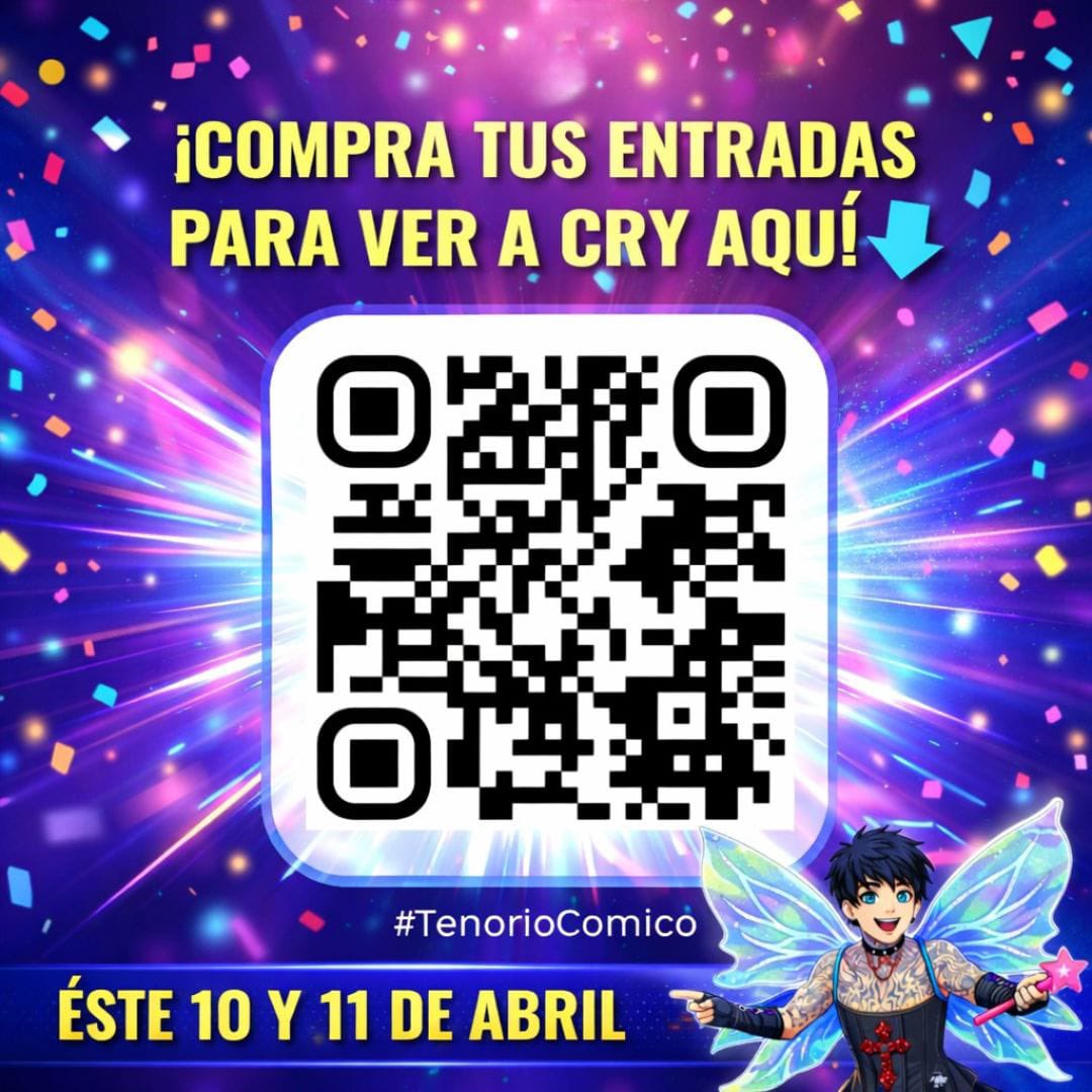 LlantoTapatio's tweet photo. Ya compraste tu boleto? 🎫 Te dejo el QR para que no pierdas la oportunidad de ver #Cry en #tenoriocomico Cry estara el 10 y 11 de Abril ❣️👽 No te lo puedes perder! #cdmx #cryboyer https://t.co/bSWP7yfLNA