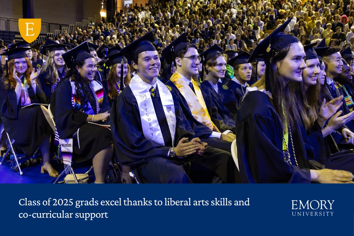 EmoryUniversity's tweet image. Graduates from @emorycollege's Class of 2025 continue to see strong outcomes, with 98% working, pursuing additional education, or volunteering within six months of Commencement. 🔗 Learn more: links.emory.edu/1rA  #EmoryUniversity #Emory #StudentSuccess