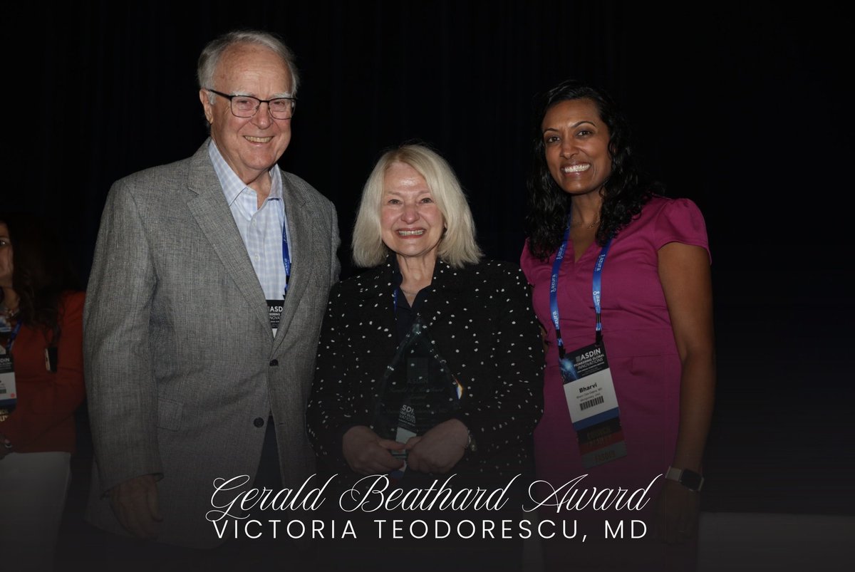 ASDINNews's tweet photo. Congratulations to Victoria Teodorescu, MD, on receiving the Gerald Beathard Award. We are proud to celebrate her commitment, innovation, and meaningful contributions to the field. #ASDIN2026 #GeraldBeathardAward ❤️ https://t.co/YsBwvdfen1