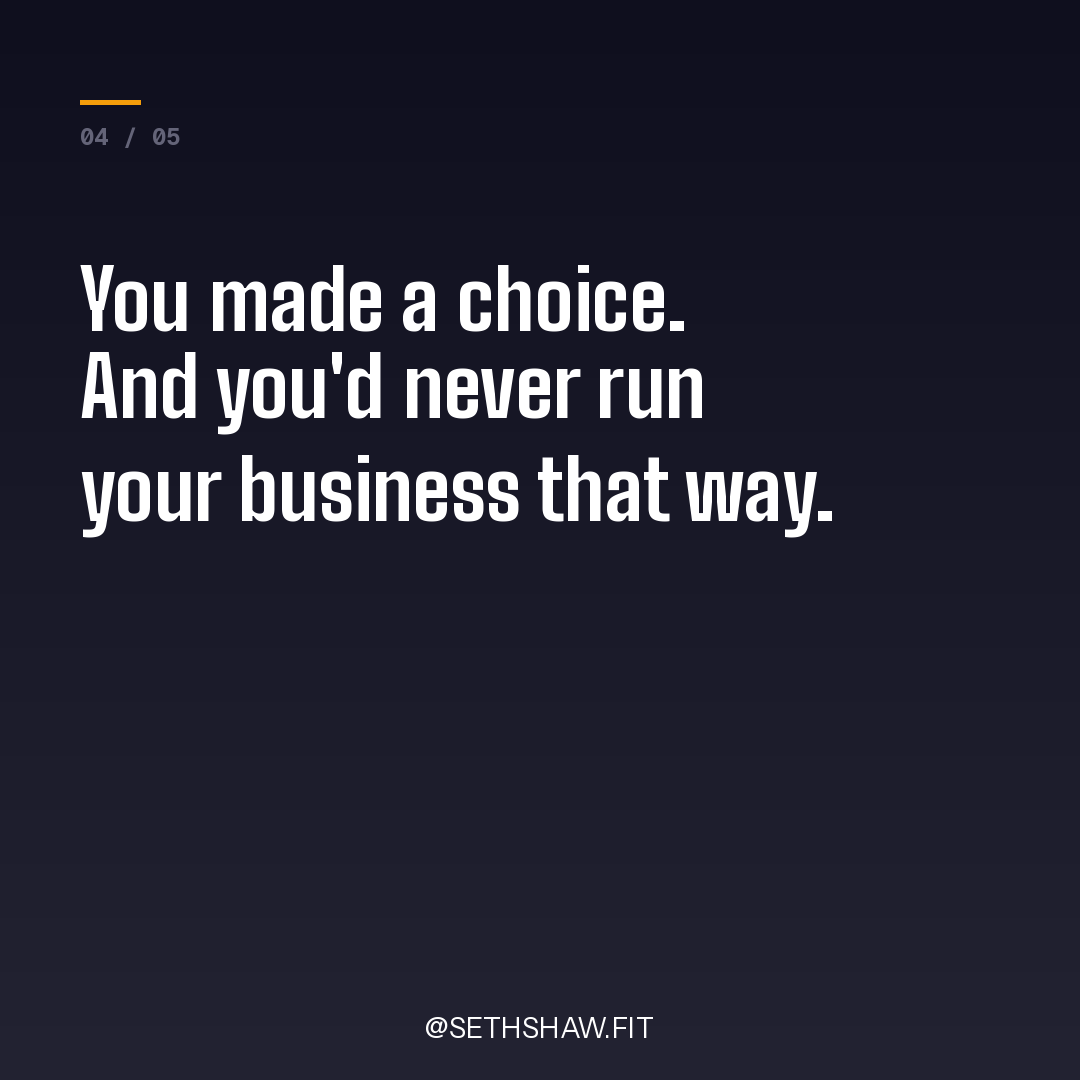 sethshaw31's tweet photo. Business owners will wake up at 5AM for a revenue call but can't drink water before noon. You don't have a discipline problem. You have a priority problem. RT if you felt attacked. https://t.co/Sv3519VToM