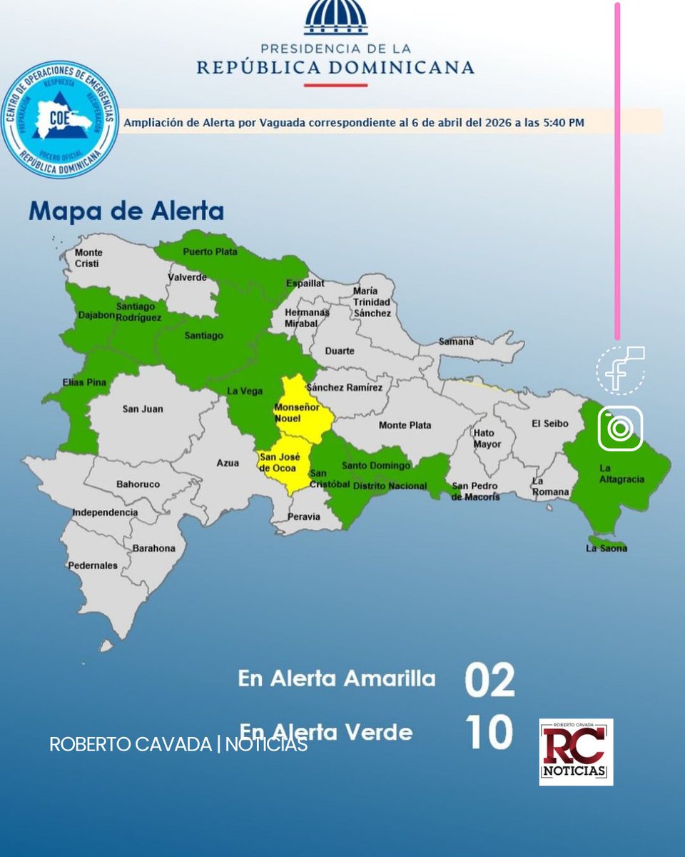 rcavada's tweet image. COE amplía y mantiene niveles de alerta por lluvias provocadas por vaguada

robertocavada.com/coe-amplia-y-m… 

#RobertoCavada #RCNoticias #COE