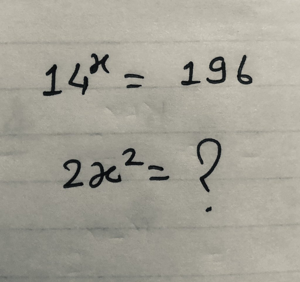 14^x=196 2x^2=?