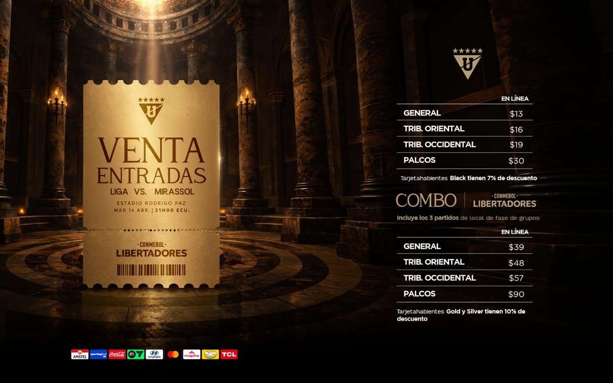 PRECIOS accesibles de <a href="/LDU_Oficial/">LDU Oficial</a> para sus hinchas, promoción por los tres partidos de local