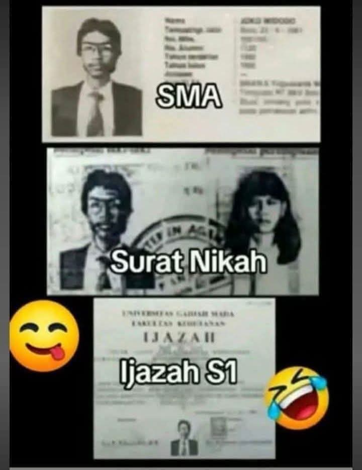 FreeManNKRI's tweet photo. @DelfinusDelfi @kang___L Foto yg sama di ijazah SMA, Ijazah S1 bahkan buku Nikah 😂😂😂 https://t.co/WkNPTfzV7k