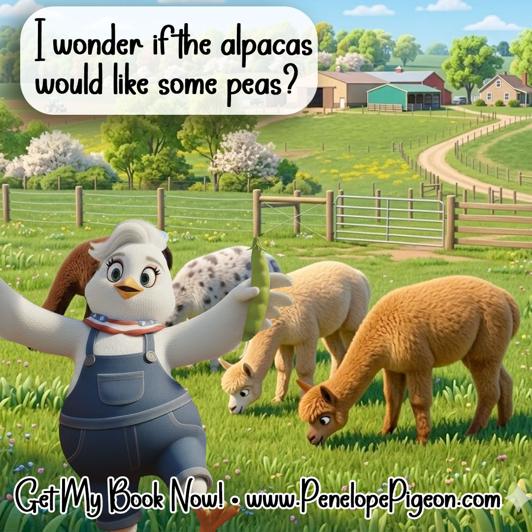I like to share my peas.

Get my book on Amazon: amazon.com/dp/B0GBZYN2FS/
Visit my website penelopepigeon.com

#Penelope #peapoppingpigeon #childrensbook #childrensauthor #booksforchildren