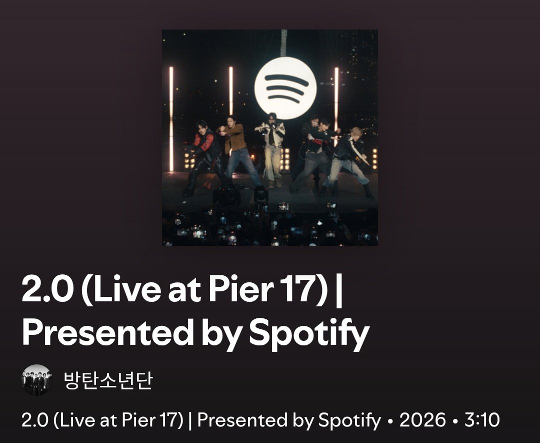 2.0 (Live at Pier 17) | Presented by Spotify
open.spotify.com/track/44dQsteU…

*스트리밍에 함께 카운트 되니까 링크 타고 가서 영상 시청해주세요.
