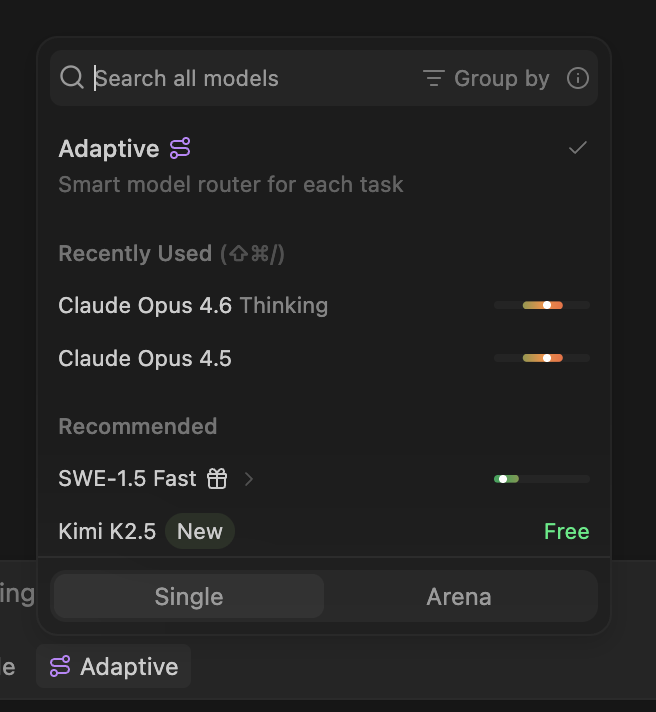 devindesktop's tweet photo. Adaptive is now live - our new intelligent model router.

It automatically picks the best model for every task while avoiding overuse of premium models, so your quota lasts significantly longer.

For the next 2 weeks, we’re offering  promotional rates for adaptive to give you a chance to try it out:  $0.50 per 1M input, $2 per 1M output, $0.10 per 1M cache read tokens.

We’re rolling out the Adaptive model to all self-serve users today, including Pro, Max, and Teams.

We expect this to be the best default option for most users who want to stay within the quota limits throughout the month, and we’ll continue deploying new updates to improve routing performance.