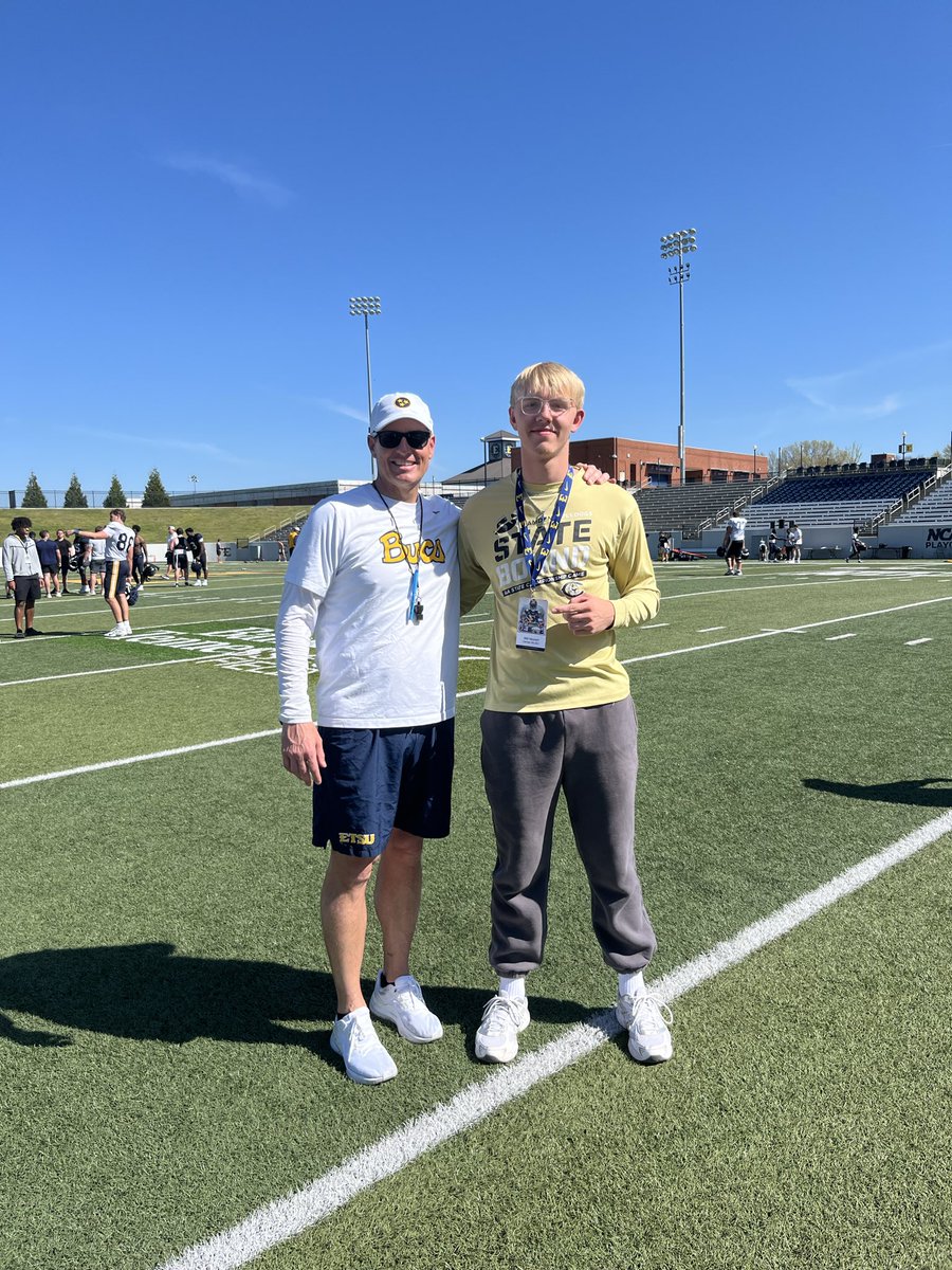 WHaunert's tweet photo. Great to be at @ETSUFootball spring practice last week! Enjoyed meeting @CoachB_Blackmon and @Coach_Colant15 ! https://t.co/nO2O1Eo38x