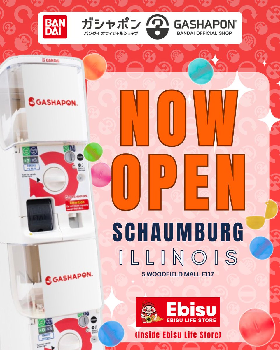 GashaponUS's tweet photo. Our Gashapon Bandai Official Shop in Schaumburg, Illinois is now open! 🎉
Located inside Ebisu Life Store, you'll find a variety of cool and kawaii characters from anime, video games, and more!
📍5 Woodfield Mall, Schaumburg, IL 60173
#capsuletoy #gashapon #ebisulifestore https://t.co/DLb4RYFrxj
