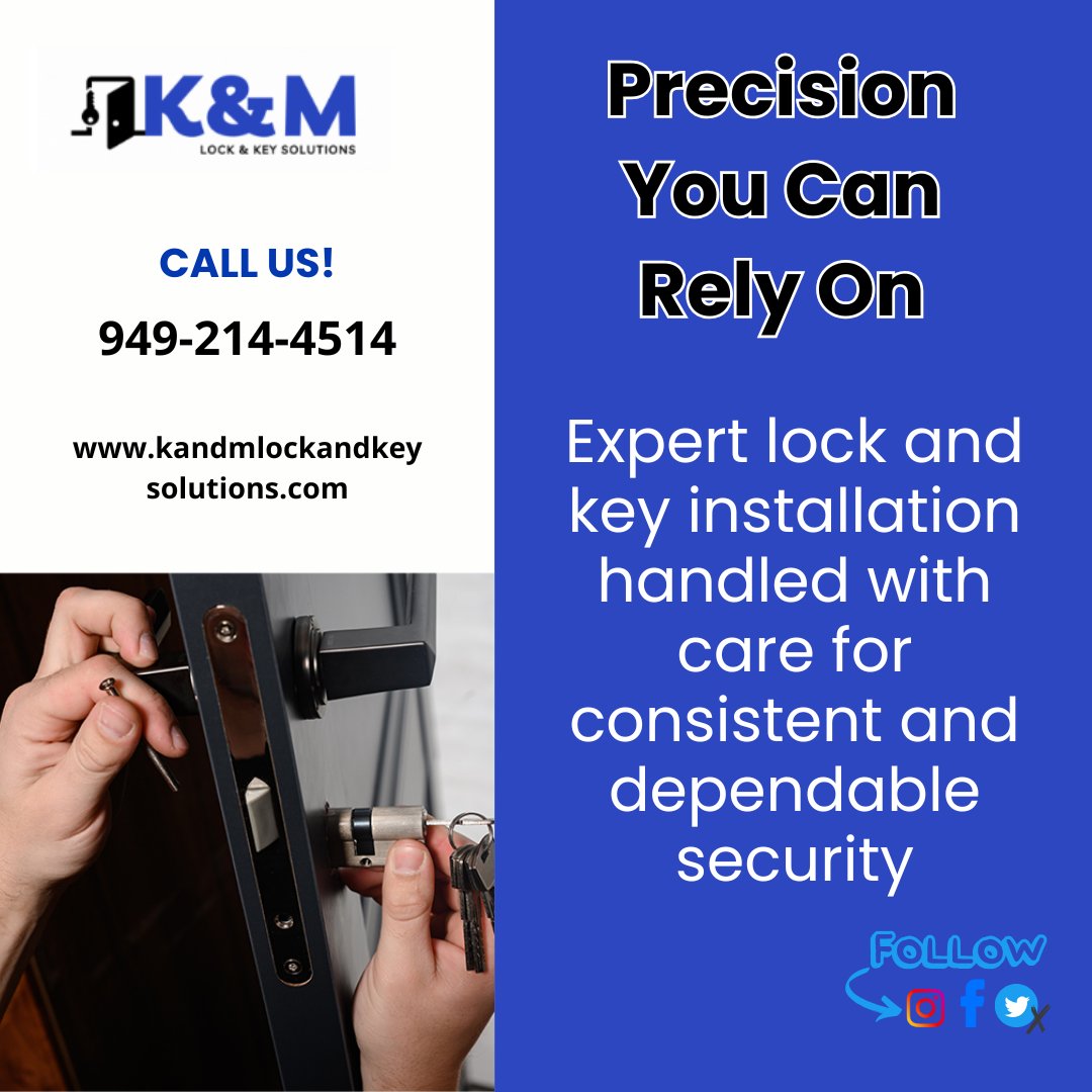 KandM_Lock's tweet photo. When it comes to security, every detail counts. Professional installation ensures your locks and keys work exactly as they should, giving you confidence in your protection every day. #LocksmithService #SecureInstallation #HomeSecurity https://t.co/sHeZ7LYEEI