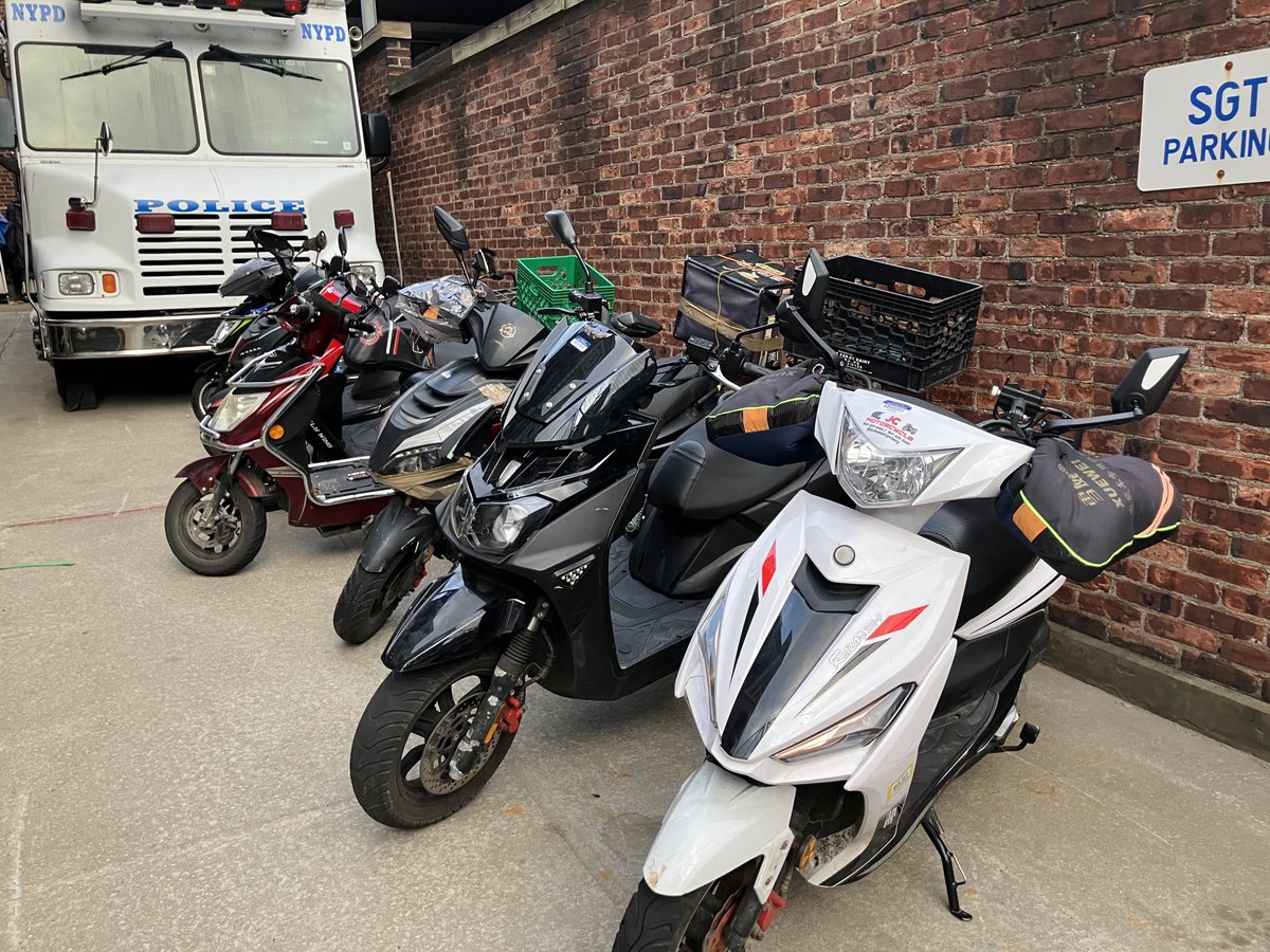 NYPD104Pct's tweet photo. 13 scooters down. 🚫🛵

Our Q-team was out in full force this weekend addressing illegal scooter activity across the 104th Precinct. We are dedicated to ensuring our streets remain safe for everyone! https://t.co/7rwk6IX3ly