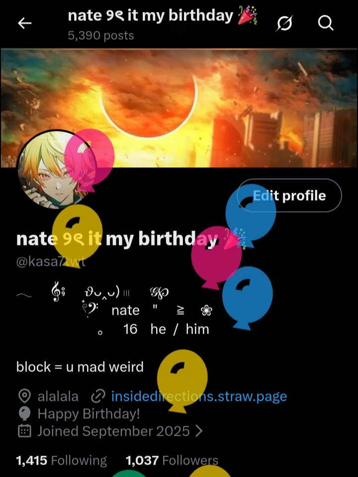 nate ୨ৎ it my birthday 🎉 tweet media