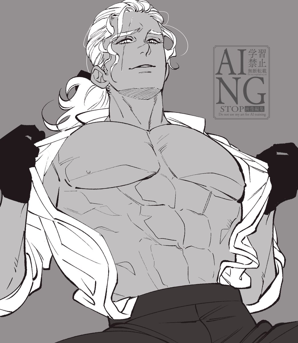 #OC
もう一人お気に入りのマッチョニキがおりますのでご紹介したく…褐色白髪黒手袋のルヴィドさんです🫶 