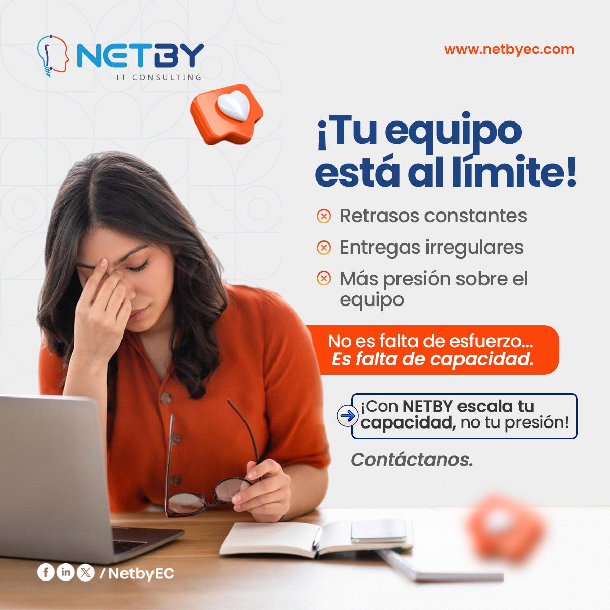 Netbyec's tweet photo. 💬 ¿Qué señal te ha hecho darte cuenta de que tu equipo necesita fortalecerse?

👉 Si estás en ese punto, podemos ayudarte a estructurarlo correctamente:
https://t.co/qZ8I8FNhgm

#NetbyEC #CTO #MétricasTI #StaffAugmentation #EquiposTI #LiderazgoTI https://t.co/g2nooP1Ccd